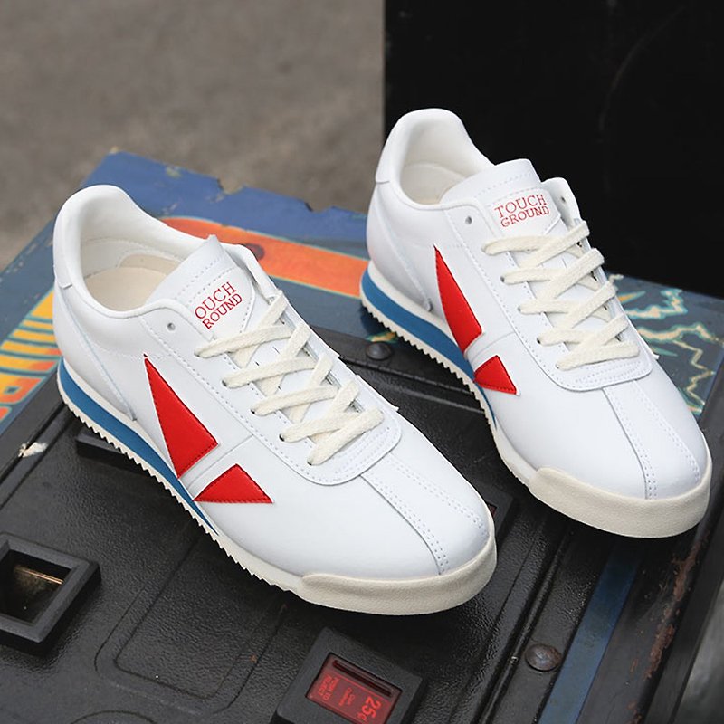 TOUCH GROUND VINTAGE CORSET SNEAKER WHITE RED - Women's Running Shoes - Genuine Leather White