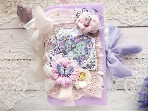 junkjournals 花園兔子垃圾日記本 手工製作 Farmlife 花朵 紫丁香筆記本 厚厚