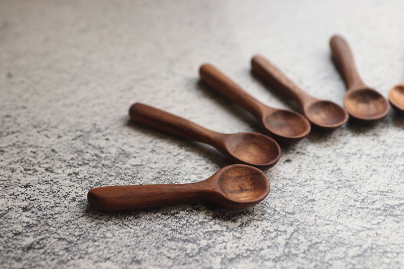 【Lost without losing your taste】Mini Seasoning Spoon | Sauce Spoon Salt Jar Spoon Walnut 6cm - Cutlery & Flatware - Wood 