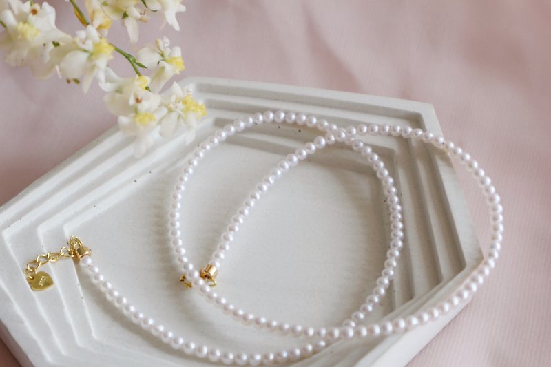 Stacked with natural pearl necklace - สร้อยคอ - ไข่มุก 