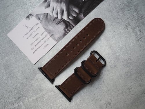 皮俠客PXK手工皮具 純手工牛皮焦茶色蘋果Applewatch錶帶 顏色款式可客製化 可刻字
