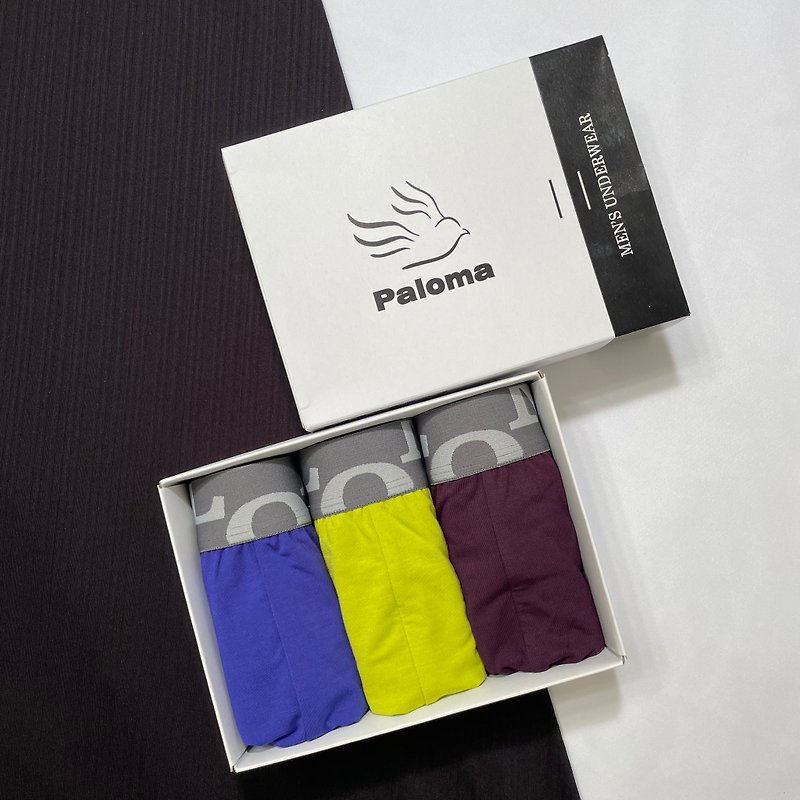【Paloma】Modal stretch flat pants-3 pieces in gift box - Men's Underwear - Polyester Black
