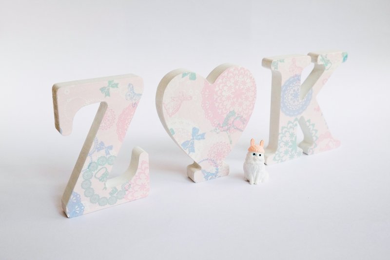 度身訂造 - 婚禮木製英文字母裝飾 (白色邊) - 裝飾/擺設  - 木頭 粉紅色