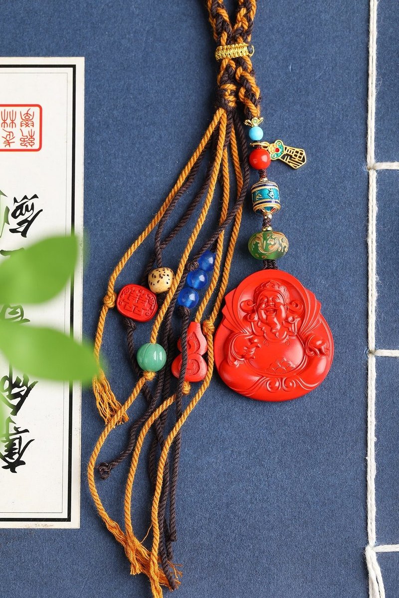 天然原礦硃砂精品紅砂財神爺包掛 鑰匙掛 萬能掛含量高達95%以上 - 鑰匙圈/鑰匙包 - 寶石 