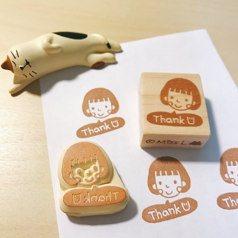 *Miss L handmade eraser stamp* Thank U - ตราปั๊ม/สแตมป์/หมึก - ยาง สีนำ้ตาล