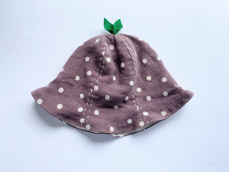 Grow Up! Leaf Hat / Linen and Organic Cotton/ Purple Dots - หมวกเด็ก - ผ้าฝ้าย/ผ้าลินิน สีม่วง