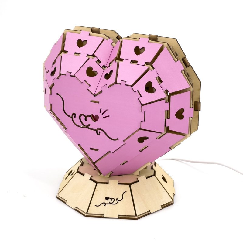 Team Green 3D Plywood Puzzle - Moodlight Heart - Wood, Bamboo & Paper - Wood Pink