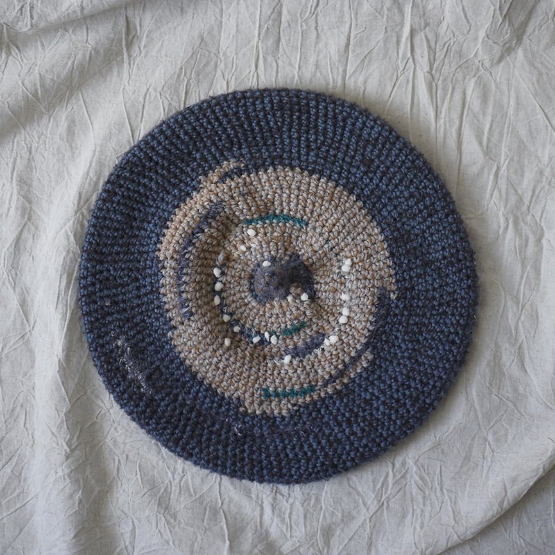 [Wool handmade beret hill hat] low-key party - หมวก - ขนแกะ สีน้ำเงิน