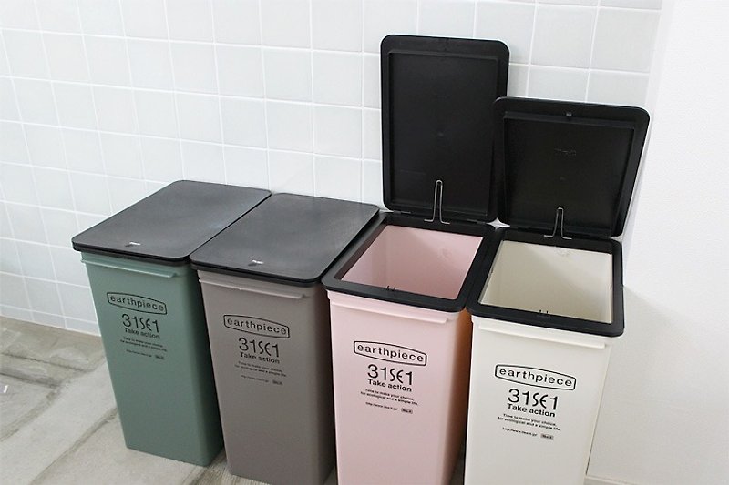 Japan Like-it earthpiece top cover push-type stackable trash can 25L-four colors available - Trash Cans - Plastic Multicolor