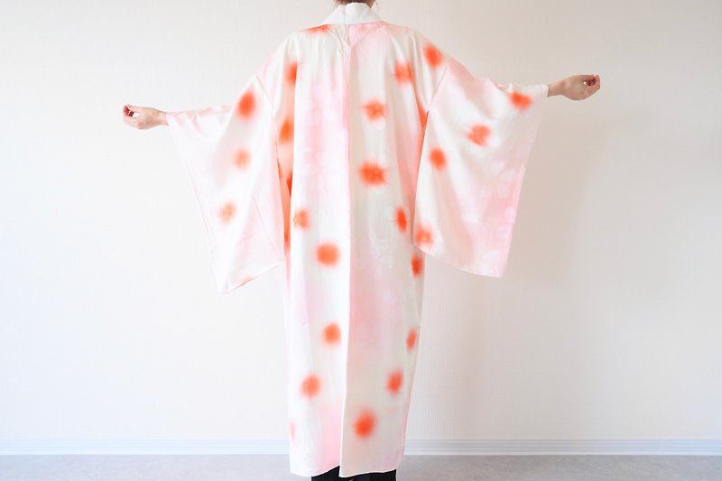 KIMONO, long kimono, kimono robe, maxi kimono, Nagajyuban, traditional kimono - Evening Dresses & Gowns - Silk Pink