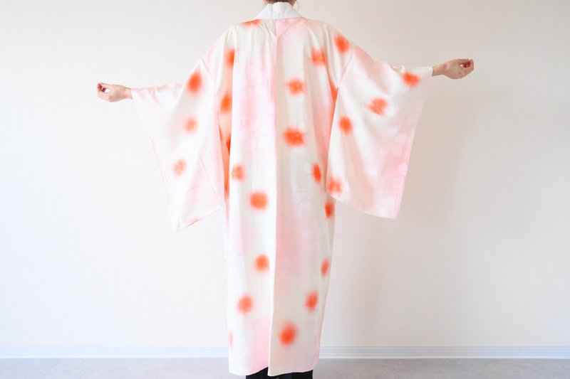 KIMONO, long kimono, kimono robe, maxi kimono, Nagajyuban, traditional kimono - 禮服/小禮服 - 絲．絹 粉紅色