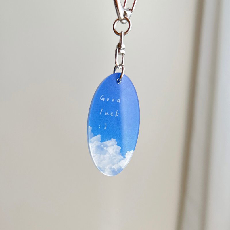 【Good Luck】keychain charm keychain - Keychains - Acrylic Blue