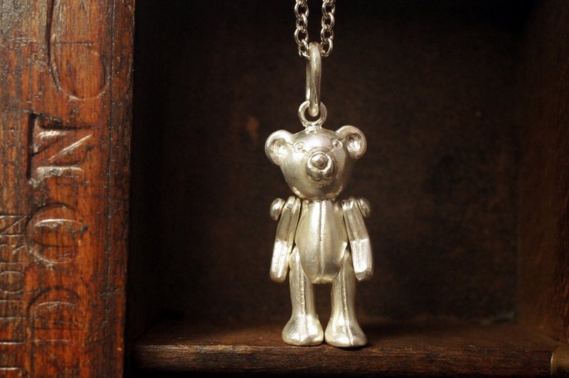 925 Sterling Silver Teddy Bear Pendant - with chain - Necklaces - Sterling Silver Silver