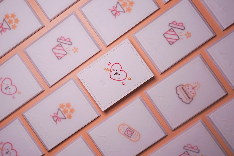 【 HAALOU dear, 】HAALOU hand embroidery heart card set - Cards & Postcards - Paper White