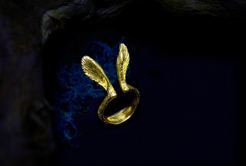 ▽-動物系列-▽黃銅/戒指/森林/兔子/禮物 - 戒指 - 其他金屬 黑色