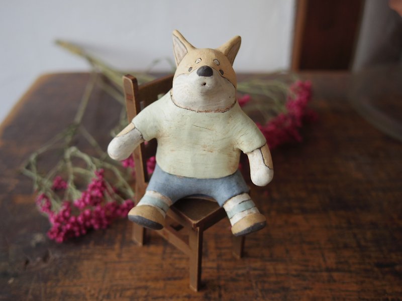 Dog (Shiba) figurine - ตุ๊กตา - ดินเผา สีกากี