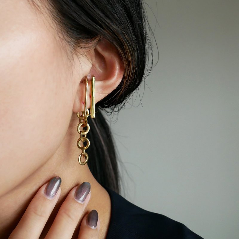 Swag Ear Cuff Vertical S/brass - Earrings & Clip-ons - Copper & Brass Gold