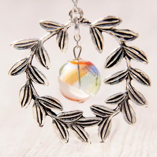 Valentine&amp;#39;s Day Gift / Forest Series / French Stripe Mouth Blown Glass Necklace Short Chain Long Chain-Forest Series Plant Vines