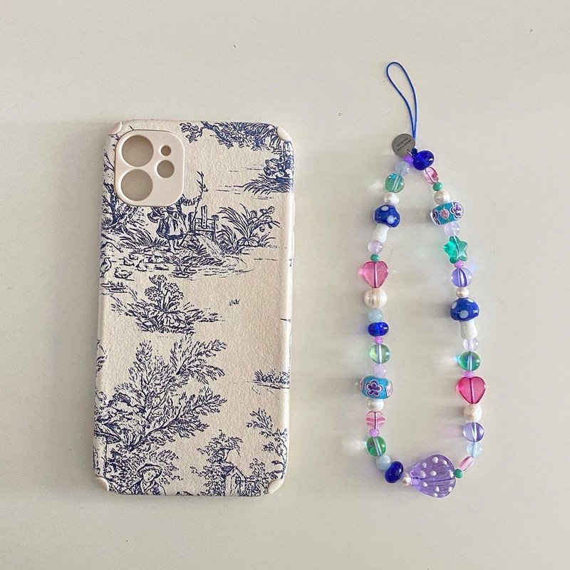 Violet Shell Phone Strap - 鑰匙圈/鑰匙包 - 玻璃 藍色
