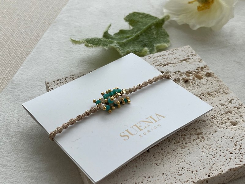 ANGELA gray blue spinel woven bracelet - สร้อยข้อมือ - เครื่องเพชรพลอย สีเทา