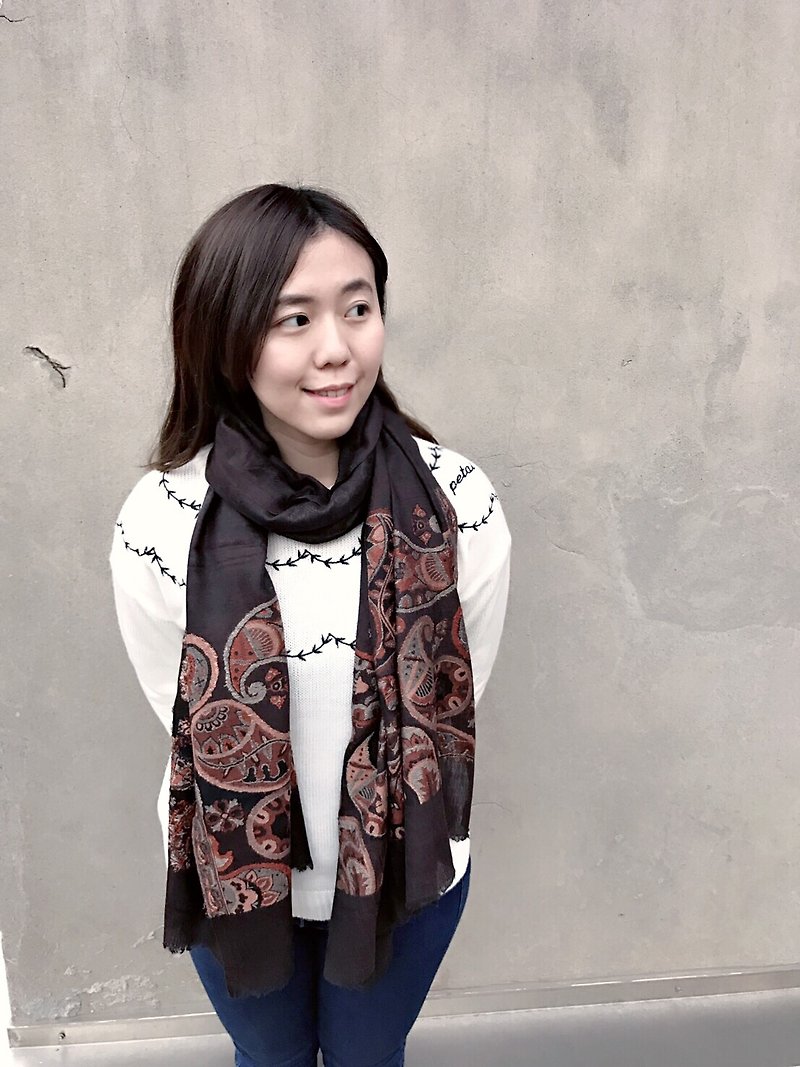 100% cashmere / pashmina handmade shawl scarf - ผ้าพันคอ - ขนแกะ สีดำ