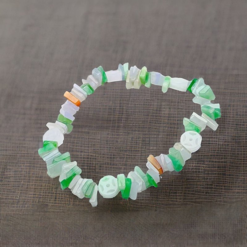 Ice type colorful jade bracelet | Natural Burmese jade A grade | Gift giving - Bracelets - Jade Green