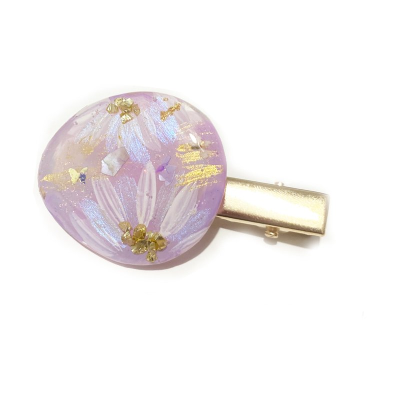 手描きのヘアピン - ヘアアクセサリー - レジン ピンク