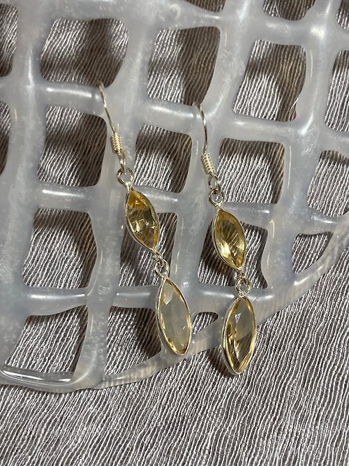 Nellie 奈爾里 天然 黃金托帕石 耳環 印度製 925純銀