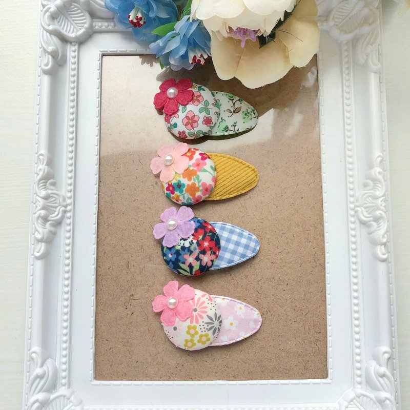 可愛花朵碎花布釦嬰兒兒童小孩髮夾bb夾組 - 嬰兒手鍊/飾品 - 其他材質 多色