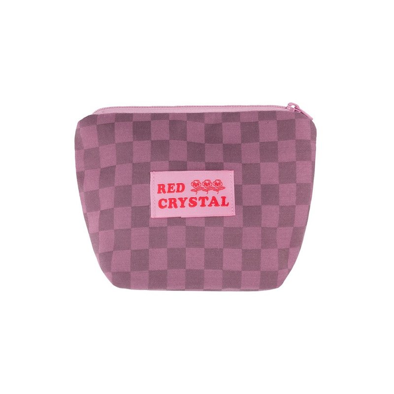 CHECKERBOARD POUCH (deep pink) - 零錢包/小錢包 - 棉．麻 粉紅色
