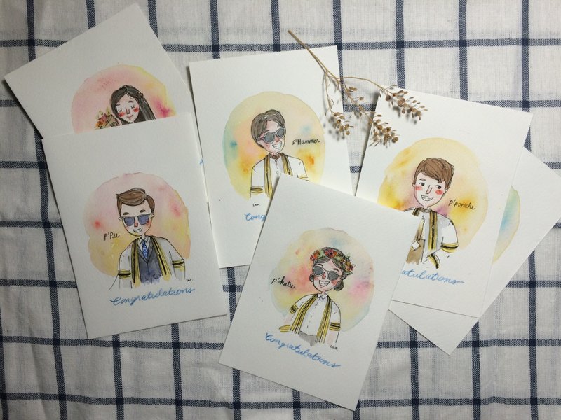 Customized water color portrait_ 1 person / postcard - 似顏繪/客製畫 - 紙 