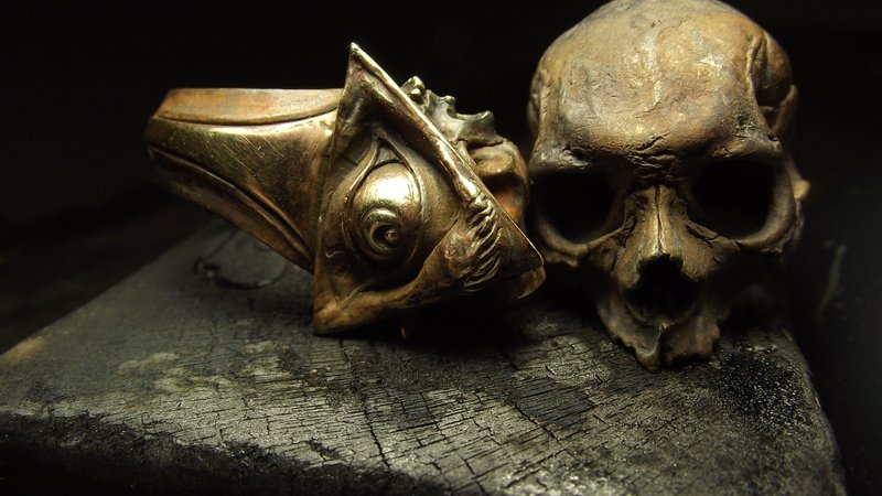 Illuminati ring. Bronze. - แหวนทั่วไป - ทองแดงทองเหลือง หลากหลายสี