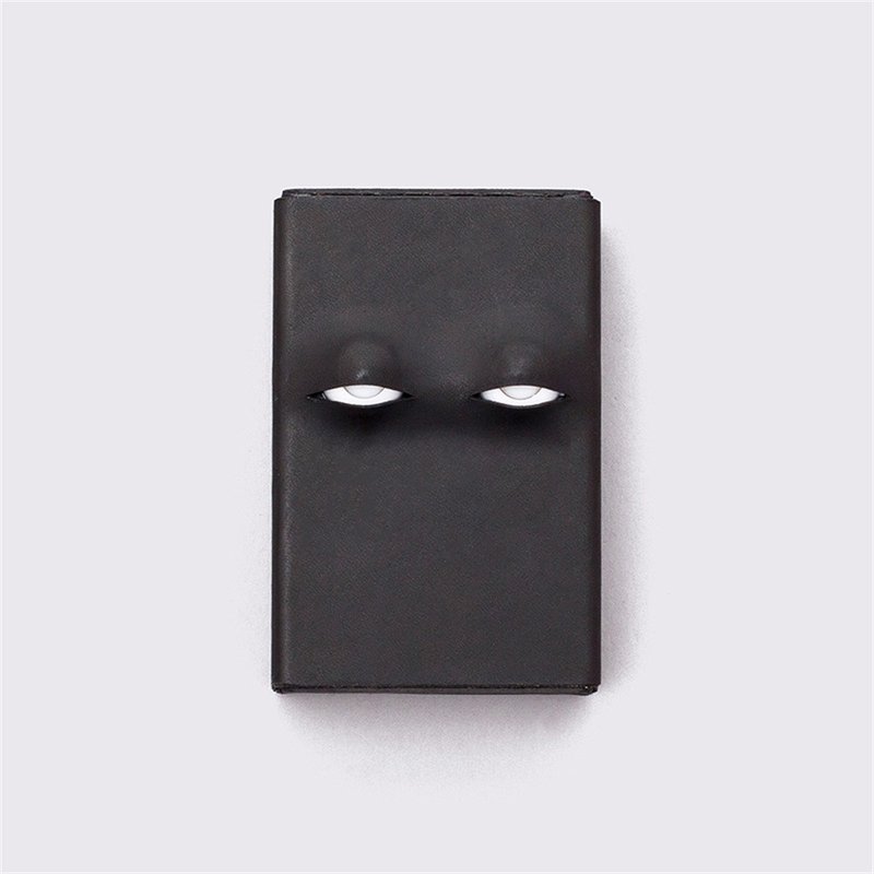 Black Rolling Eyes Series PLANK Handmade Genuine Leather Eyeball Cigarette Case Accessory Box Jewelry Box - อื่นๆ - หนังแท้ สีดำ