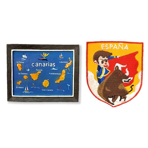 A-ONE 西班牙 大加納利群島可愛磁鐵+西班牙 鬥牛士 ESPANA刺繡【2件組