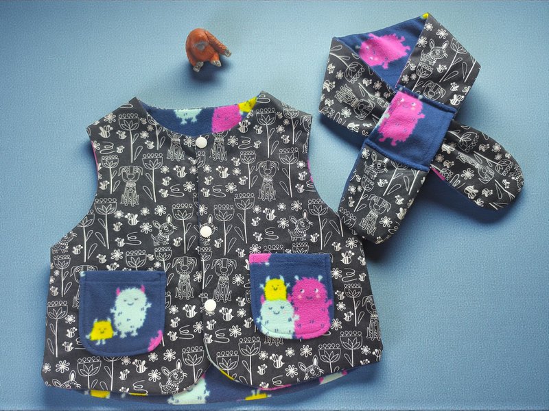 夜光怪獸派對 - 男/女童外套 - 棉．麻 