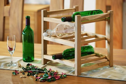 大綠地 柚木紅酒架 置物架 展示收納酒瓶與酒杯 實木傢飾品