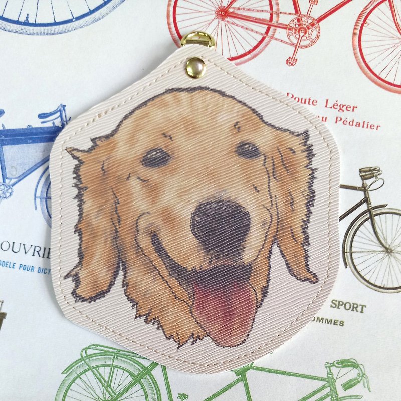 Golden Retriever - Imitation Leather Card Holder (Neck Strap) - Dog Head Shape_Old Friends Limited Gift - ID & Badge Holders - Faux Leather 