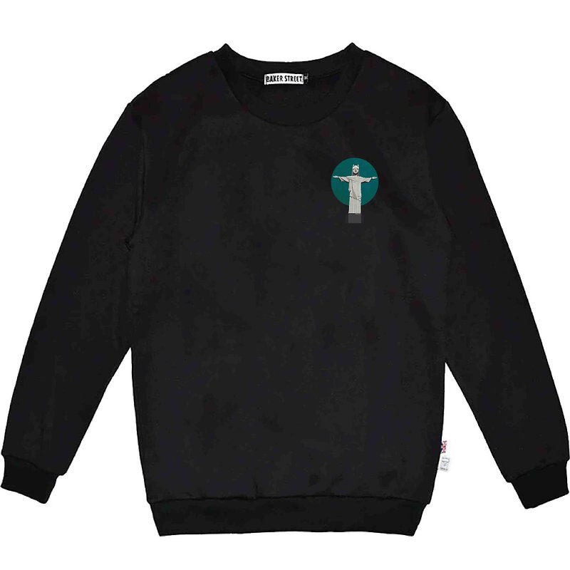 British Fashion Brand -Baker Street- Alpaca Redentor Printed Sweatshirt - Unisex Hoodies & T-Shirts - Cotton & Hemp Black