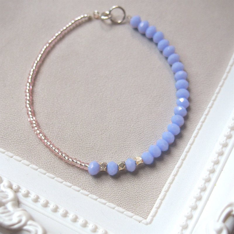 "KeepitPetite" peaceful blue quartz powder · · · Jie Keqie irregular surface design bead bracelet * 925 sterling silver bracelets - Bracelets - Other Materials Blue