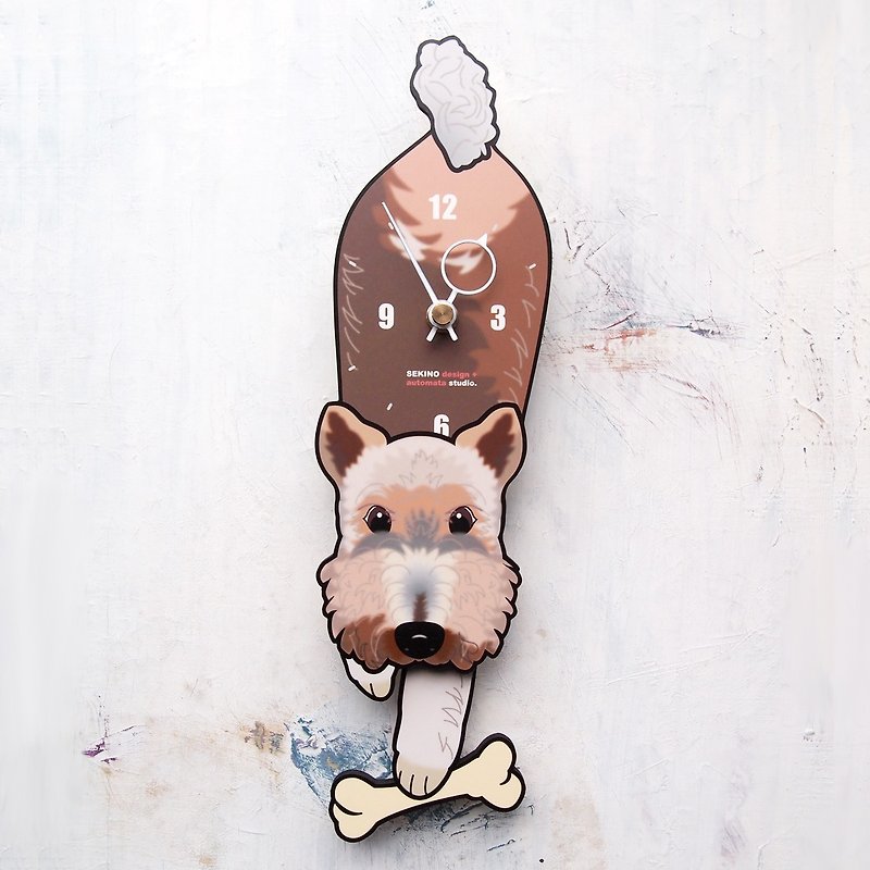 D-59  Wire Fox Terrier - Pet's pendulum clock - นาฬิกา - ไม้ 