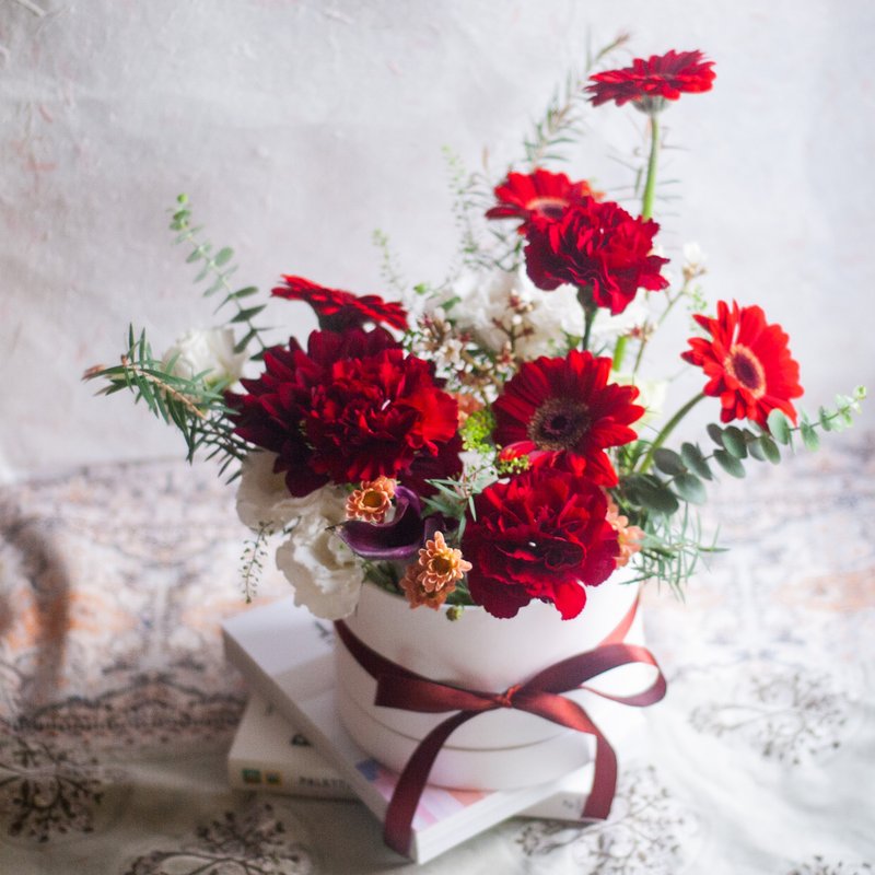 [Flower Gift Box] Large Red Flower Box | Flower Table Flowers | Birthday | Opening | Customizable - Dried Flowers & Bouquets - Plants & Flowers Red