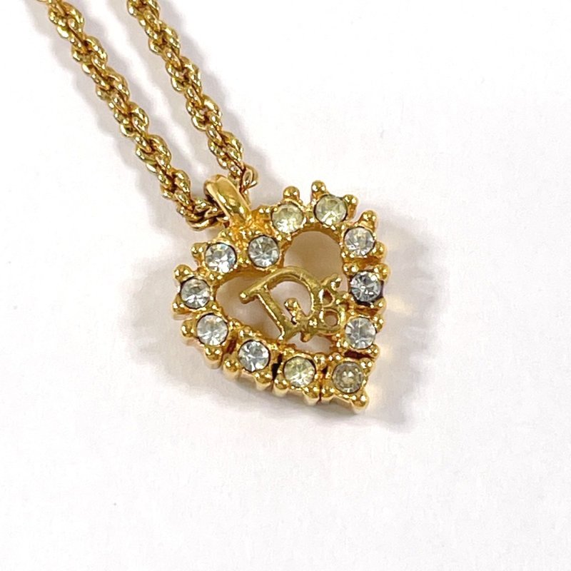 【日本直送 中古美品】クリスチャンディオール Christian Dior ネックレス ハート ロゴ GP/ラインストーン ゴールド ヴィンテージ アクセサリー - 項鍊 - 其他材質 金色
