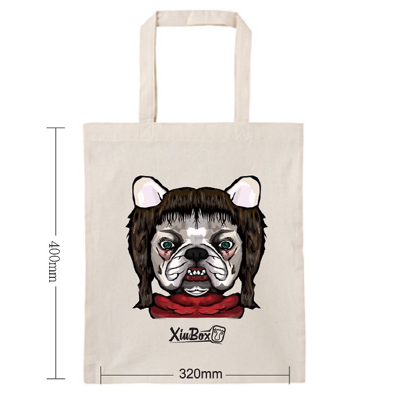 Annabel French dog illustration original design eco-friendly bag canvas bag shopping bag tote bag - กระเป๋าถือ - ผ้าฝ้าย/ผ้าลินิน 