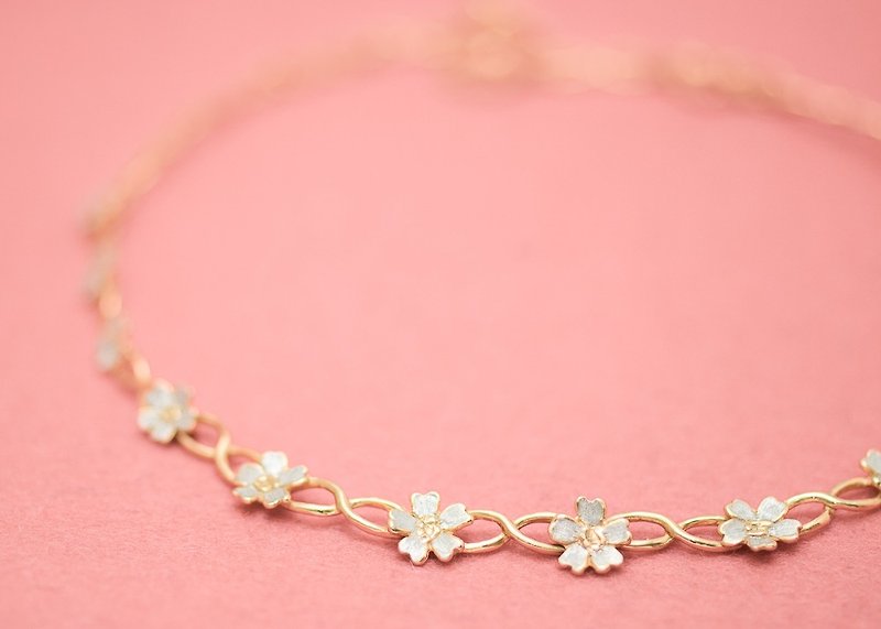 Sakura Japanese Cherry Blossom Necklace - Japanese blossom necklace - Necklaces - Other Metals Gold