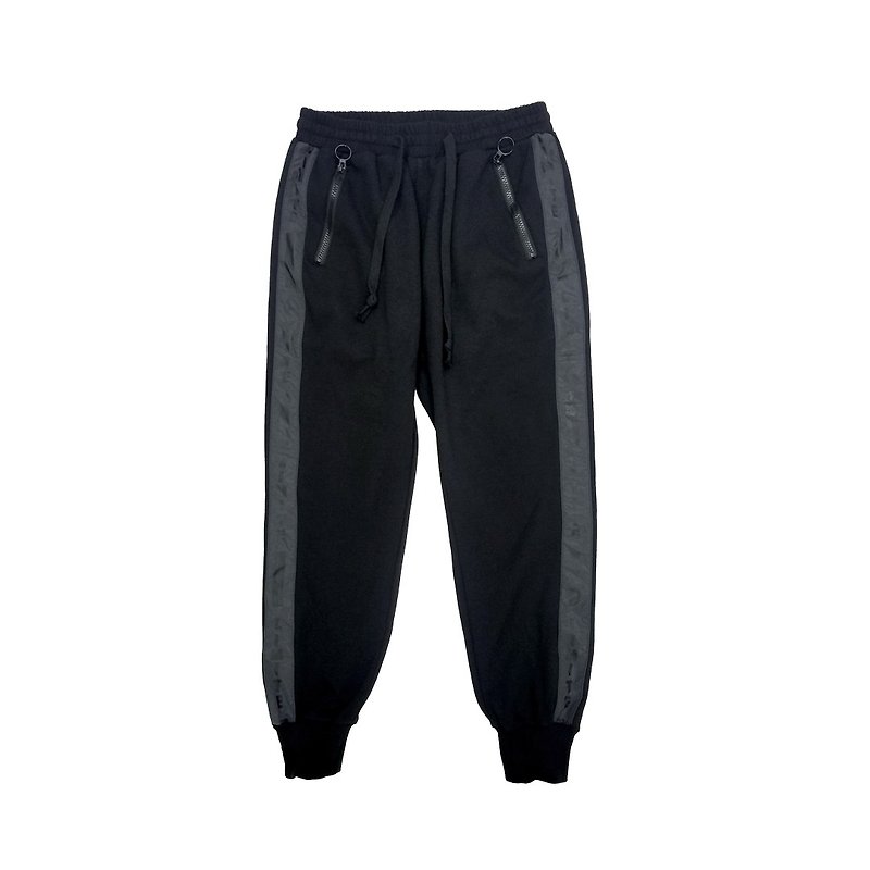L.I.M.I.T.E -3M Trim fabric with Printed Sweat Pants - กางเกงขายาว - ผ้าฝ้าย/ผ้าลินิน สีดำ