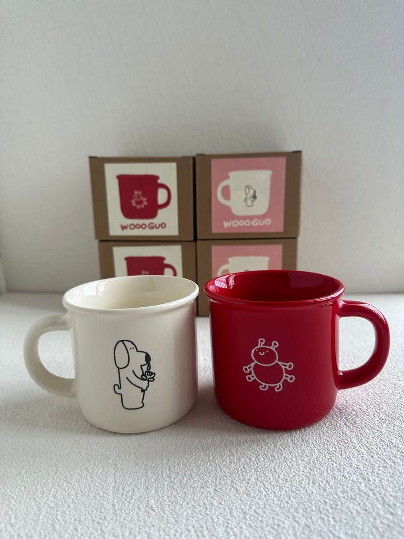 【WOOOGUO】Snot Dog Mug Gift Box Set Couple Mug Chinese Valentine's Day Gift - แก้วมัค/แก้วกาแฟ - ดินเผา หลากหลายสี