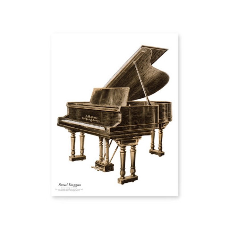 Vintage piano printing press imitation paper stickers (pack of 7) - 其他 - 紙 咖啡色