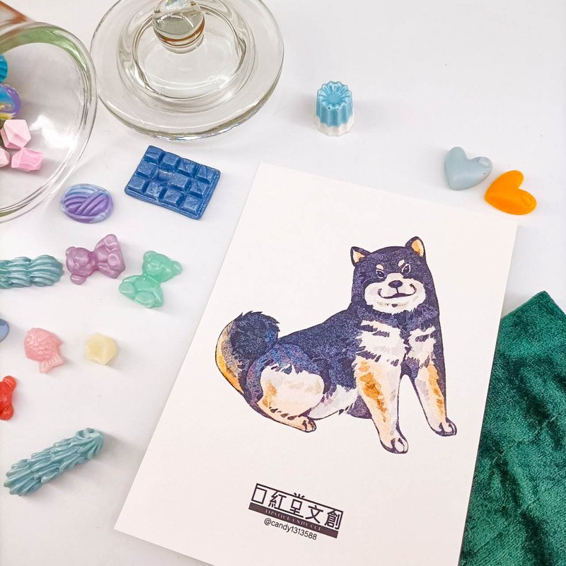 KR474_口紅堂明信片_柴犬6_candy1313588 postcard - 卡片/明信片 - 紙 多色