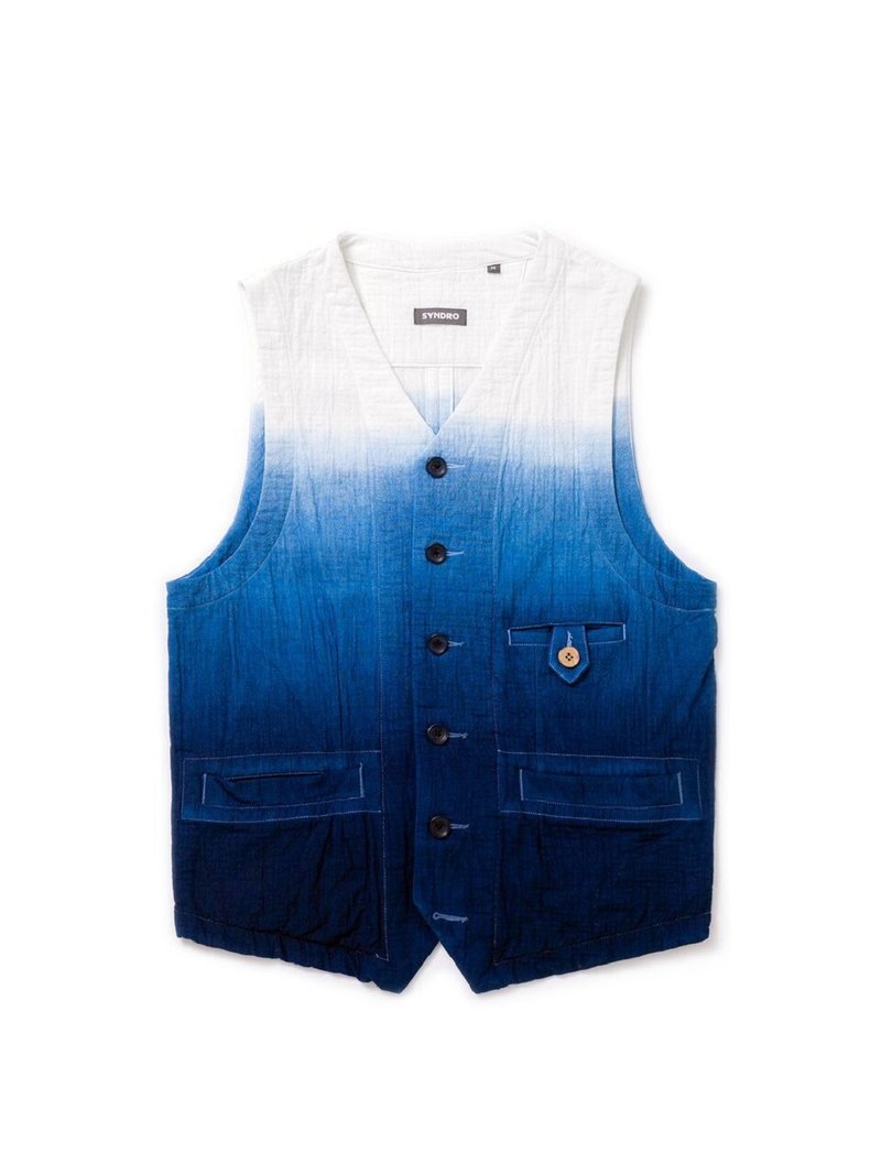 "BREATH HOLDER" WORK VEST - DAWN - 男背心 - 棉．麻 藍色