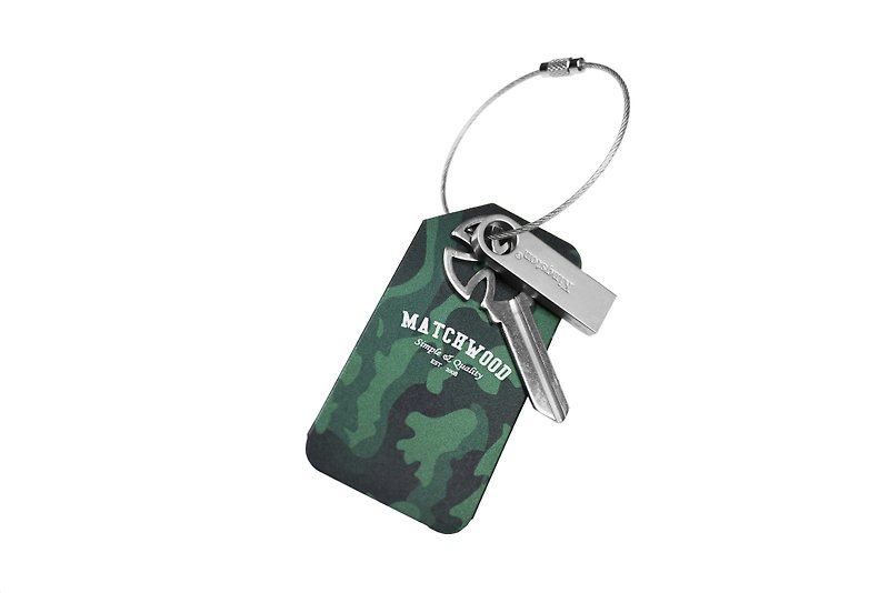金屬行李吊牌/鑰匙圈 Matchwood Luggage Tag 迷彩 - 鑰匙圈/鎖匙扣 - 其他材質 綠色